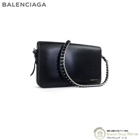 【セール+更に2,000円OFFクーポン!】バレンシアガ （BALENCIAGA） スクエア ミラー付き チェーンショルダー クラッチ バッグ ブラック【美品】 中古