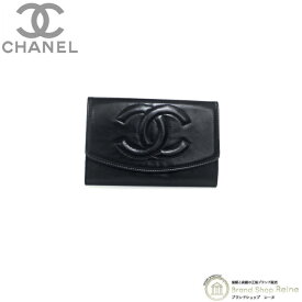 【セール+更に2,000円OFFクーポン!】シャネル （CHANEL） ラムスキン ココマーク ミディアム 二つ折り コンパクト 財布 ヴィンテージ ブラック【中古】