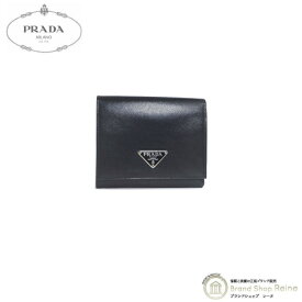 【2,000円OFFクーポンで値引き！】プラダ （PRADA） サフィアーノ トライアングルロゴ コンパクト 三つ折り ヴィンテージ 財布 M176A ブラック【中古】