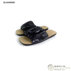 ジルサンダー （JIL SANDER） ギャザーディテール レザー オープントゥ フラットサンダル J15WP0077 ブラック ＃38 1/2【新品】