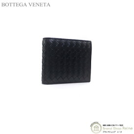 ボッテガ ヴェネタ （BOTTEGA VENETA） イントレチャート コンパクト 二つ折り 財布 193642 ブラック メンズ【中古】