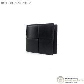 ボッテガ ヴェネタ （BOTTEGA VENETA） マキシイントレ カセット コインパース付き コンパクト 二つ折り 財布 649605 ブラック メンズ 【美品】 中古