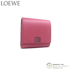 【クーポン利用で値引き！】ロエベ （LOEWE） アナグラム コンパクト フラップ ウォレット 二つ折り 財布 C821L57X01 プラムローズ【中古】