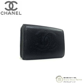 【最大8,000円OFFクーポンで値引き！】シャネル （CHANEL） キャビアスキン ココマーク コンパクト 三つ折り 財布 A70796 ブラック【中古】