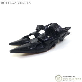 ボッテガ ヴェネタ （BOTTEGA VENETA） BV ポイント スリングバック サンダル バックストラップ パンプス シューズ 靴 #37.5 ブラック【中古】