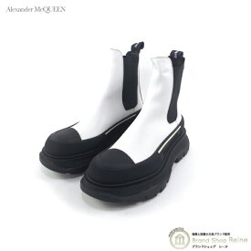 【クーポン利用で値引き！】アレキサンダーマックイーン （Alexander McQUEEN） トレッドスリック チェルシーブーツ サイドゴア ショートブーツ ＃36 靴 634617 ホワイト×ブラック【新品同様】 中古