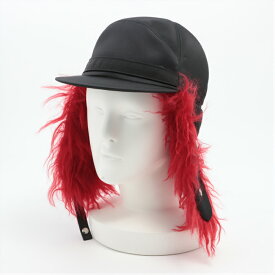 【セール+更に2,000円OFFクーポン!】プラダ （PRADA） CAPPELLI ナイロン フライトキャップ トライアングルロゴ 帽子 Sサイズ 1HC180 NERO×CERISE【新品同様】 中古