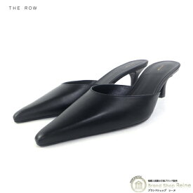 ザ・ロウ （The Row） インテッドトゥ レザー ミュール キトゥンヒール サンダル シューズ 靴 F1428 ＃37.5 ブラック【新品】