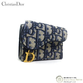 クリスチャンディオール （Christian Dior） Saddle サドル コンパクト ウォレット 三つ折り 財布 S5653CTZQ ネイビー【新品同様】 中古