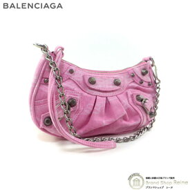 【セール+更に2,000円OFFクーポン!】バレンシアガ （BALENCIAGA） Le Cagole mini ル・カゴール ミニ BBモノグラム デニム ショルダー バッグ 695814 ピンク×シルバー金具【新品】