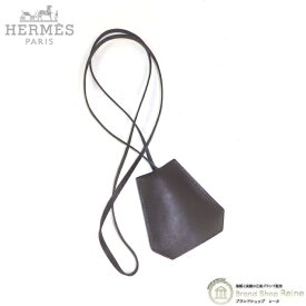 【セール+更に2,000円OFFクーポン!】エルメス （HERMES） クロシェット キーリング キーケース ストラップ ネックレス レザー ボックスカーフ ダークブラウン【美品】 中古