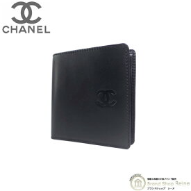 【セール+更に2,000円OFFクーポン!】シャネル （CHANEL） レザー エンボスロゴ 二つ折り 財布 ブラック メンズ ヴィンテージ【未使用品】 中古