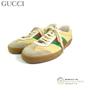 グッチ （GUCCI） シェリーライン スエード ジャーマントレーナー スニーカー シューズ 靴 521681 クリーム×ベージュ #7 メンズ【中古】