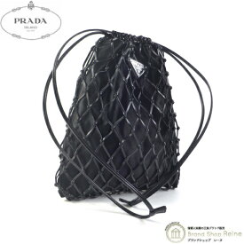 プラダ （PRADA） メッシュ サテン クラッチ ショルダー バッグ 1BC075 ブラック【未使用品】 中古