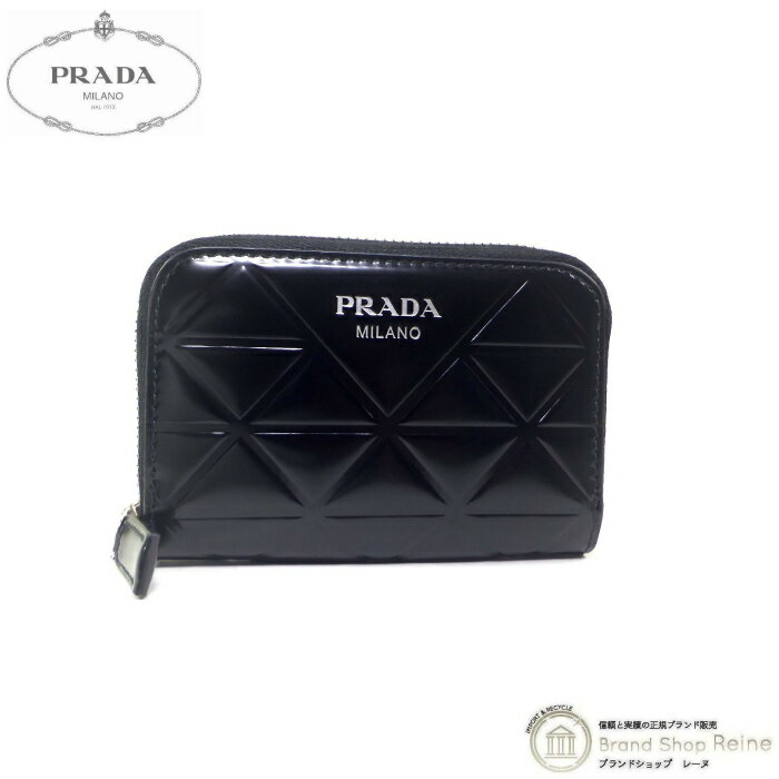 【クーポン利用で値引き！】プラダ （PRADA） トライアングルモチーフ コインケース 2MM003 ブラック メンズ【新品同様】 中古