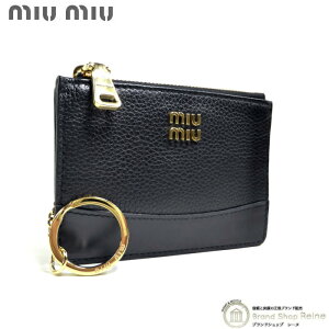 �y2,000�~OFF�N�[�|���ł����I�z�~���E�~���E �iMIUMIU�j ���S ���U�[ �J�[�h�P�[�X �R�C���P�[�X �L�[�����O�t�� ���K���� 5MC093 �u���b�N�y�V�i�z