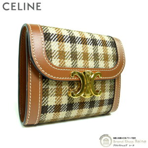 セリーヌ (CELINE) スモール フラップ ウォレット トリオンフ コンパクト 三つ折り 財布 10D78 ツイード【新品】