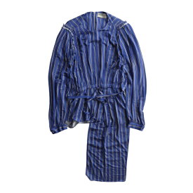 バレンシアガ （BALENCIAGA） ヴィスコース アシンメトリー ストライプ ブラウス 34 ブルー ウェア【中古】