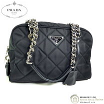 美品】PRADA フリル ナイロン チェーン ショルダー バッグ ポーチ 黒 