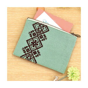 ●取寄品●【刺繍キット】「こぎん54 カードケース(ソフトグリーン)」(両面同じデザインです)/こぎん刺しで楽しむ和の手芸♪日本の伝統刺しゅう オリムパス製/初級〜中級者向 [