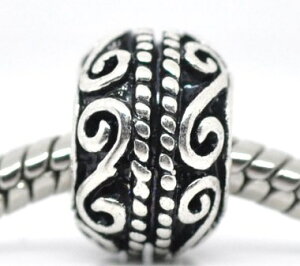 ●取寄品●メタルビーズ(200個入)Spacer Beads(アンティークシルバーカラー)メタルパーツ業務パックハンドメイドパーツ11mm×9mm