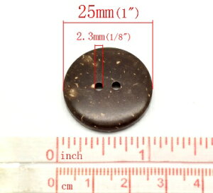 50個ココナッツボタン ナチュラル素材ココナツボタン木の実ボタン　ソーイングハンドメイドアクセサリーに手芸材料／25mm