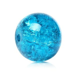 ビーズ50個（ブルー系色）ガラスビーズ　クラックビーズラウンド型ビーズガラス玉ビーズ サイズ10mm玉