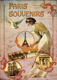 ●取寄品●ポストカード フランス製「Paris souvenirs」5枚 アンティーク風デザイン 105X150mm