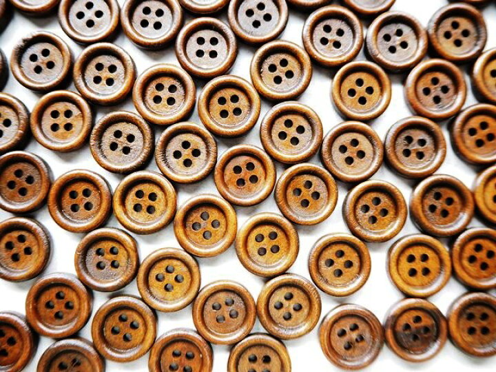 楽天市場 木製ボタン150個まとめ買いパック木のボタン ブラウン ウッドボタンセット手芸 木ボタンスクラップブッキングやプレゼントラッピングデコレーションにもアレンジ15mmサイズ アンティーク手芸 レネット