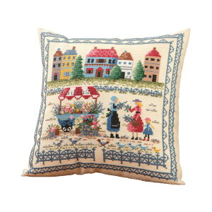 ●取寄品●ゆうパケット送料無料 オリムパスししゅうキット 街の風景 ※額クッションの中わたファスナーはキットに含まれていません