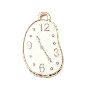 ●取寄品●メタルチャーム(10個) 時計デザイン/21mm×12mm