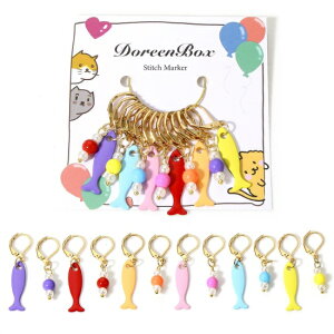 ●取寄品●メタルチャーム12個セット かわいい編み物段数マーカーとしても使える 魚デザイン