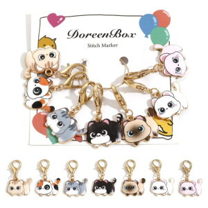 ●取寄品●メタルチャーム7個セット かわいい編み物段数マーカーとしても使える 猫デザイン