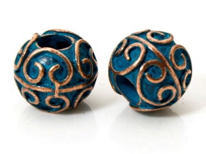 ●取寄品●メタルビーズ(10個入) 11mm x 10mm アンティークデザインメタルパーツ業務パックハンドメイドパーツ