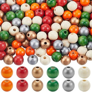 ウッドビーズ ミックスカラー(約240個) クラフト木製ビーズ 16x14mm