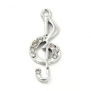 ●取寄品●ラインストーンメタルチャーム 音符デザイン(100個) ペンダントピアスパーツ