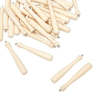 ●取寄品●木製ウッドチャーム 野球バットデザイン(40個)  スポーツ球技シリーズアクセサリーパーツ