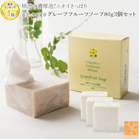 固形石けん 霊芝 冬虫夏草 グレープフルーツ ソープ 80g お得 3個 セット 柿渋エキス 濃厚泡 日本製 体用 顔用 洗顔 毛穴 角質 うるおい 柿渋 柿渋石鹸 柿タンニン 石鹸 ソープ せっけん 弱アルカリ性 洗顔石鹸 ギフト プレゼント 肌に優しい いい香り