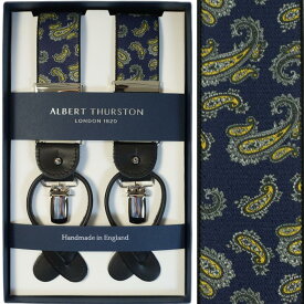 ALBERT THURSTON アルバートサーストン サスペンダー メンズ Y型 2WAY 紺 ネイビー ペイズリープリント柄【英国製】 サーストン ブランド アルバート・サーストン 2383-1 【送料無料】【楽ギフ_包装】
