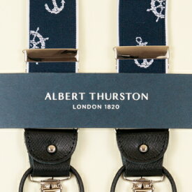 ALBERT THURSTON アルバートサーストン サスペンダー メンズ Y型 ネイビー色 マリン柄 英国製 サーストン ブランド ブレイシス 2411-5【送料無料】【楽ギフ_包装】