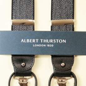 ALBERT THURSTON アルバートサーストン サスペンダー Y型 濃紺系 ヘリンボーン織柄 英国製 サーストン ブランド ブレイシーズ 2417-5【送料無料】【楽ギフ_包装】