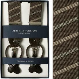 ALBERT THURSTON アルバートサーストン サスペンダー Y型 グレー ストライプ柄 英国製 サーストン ブランド ブレイシーズ 2602-4【送料無料】【楽ギフ_包装】