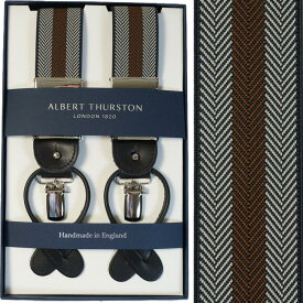 ALBERT THURSTON アルバートサーストン サスペンダー Y型 ブラウン 黒 白 ヘリンボーン織柄 英国製 サーストン ブランド ブレイシーズ 2679-12【送料無料】【楽ギフ_包装】