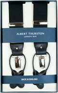 サスペンダー メンズ ALBERT THURSTON アルバートサーストン Y型 2WAY 黒 ブラック 無地 プレーン 英国製…