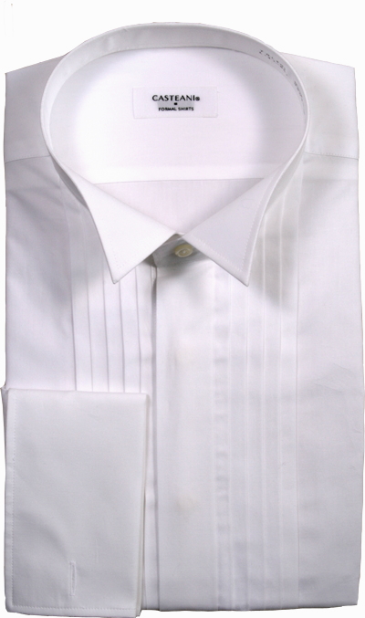  綿100% ウイングカラーシャツ タキシード シャツ ダブルカフス フライフロント 比翼仕立て 細身タイプ ピンタック プリーツ フォーマル メンズ 結婚式 衣裳 TOL911ドレスシャツ