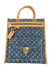 【中古】　LOUIS VUTTION　ルイヴィトン　フラットショッパー　モノグラム　デニム　トートバッグ　ブルー
