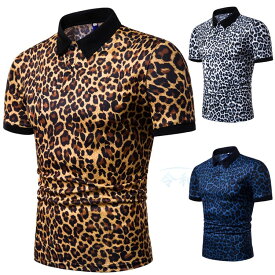 ポロシャツ メンズ 半袖 豹柄 半袖ポロシャツ 切り替え ビジネス ゴルフウェア ビジネス 夏 新作