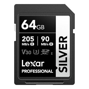 Lexar �����̔� Professional SILVER SDXC UHS-I �J�[�h 64GB C10 U3 V30 4K UHD SD �ő�ǎ摬�x 205MB/s �������[�J�[�h ���掿�B�e �J���� �������K�i �i�v�ۏ�