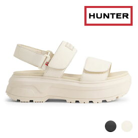 国内正規品 HUNTER ユニセックス シティ リベル レザー ヒール ストラップ サンダル レインシューズ　耐水性レザー 耐水性 カジュアル レジャー フェス ミュール UFD3110LEA