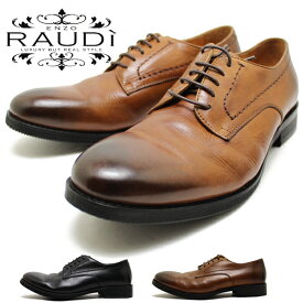 RAUDI ラウディ R-82105 カジュアルシューズ 革靴 本革 靴 くつ 水洗い加工 外羽根プレーントゥ レザー ブラック ブラウン